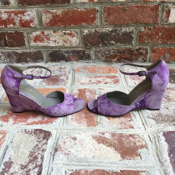 Prada Purple Tie Dye Wedges 38.5 - Picture 3 of 7